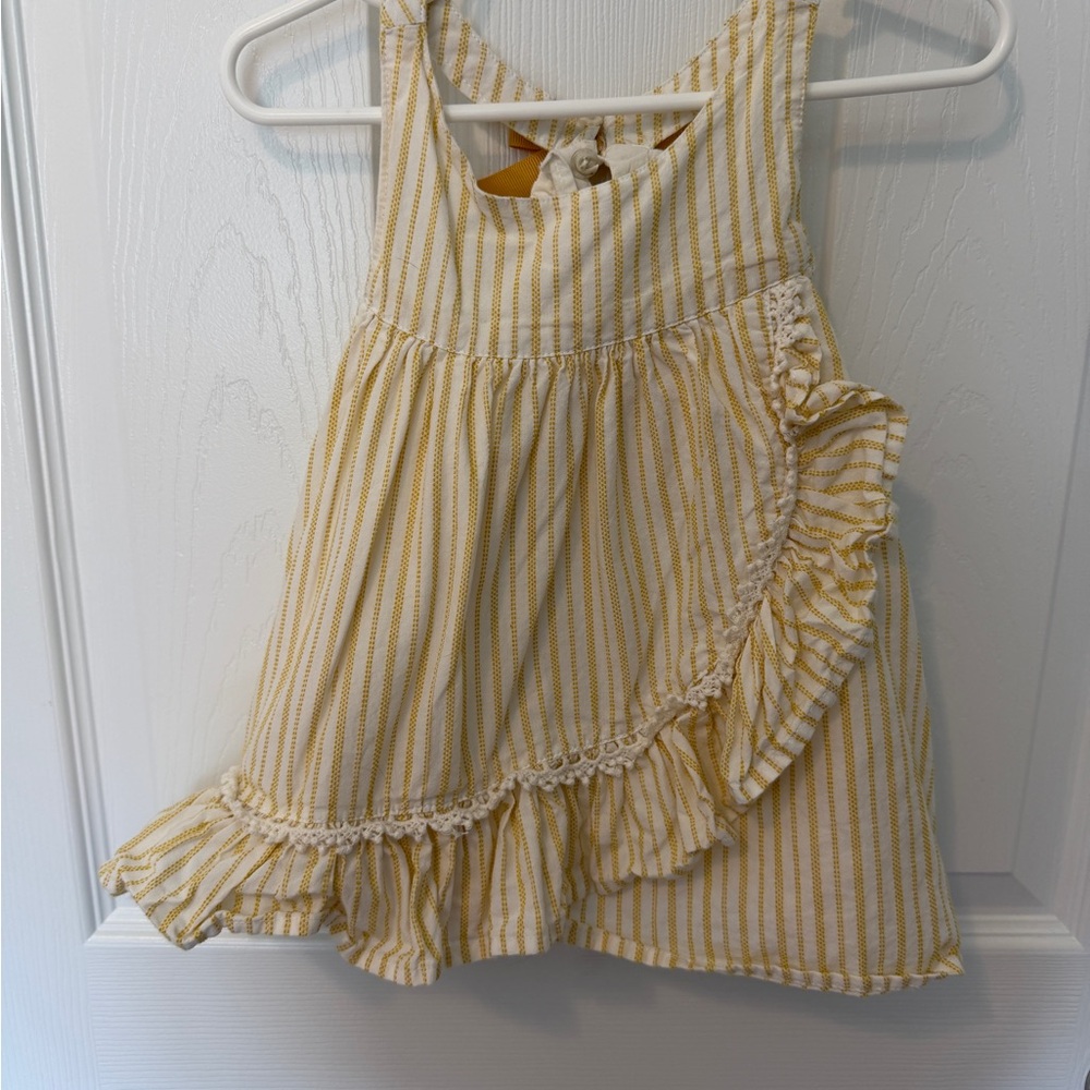 Artisan Ny Yellow and Cream Striped Ruffle Toddler Blouse